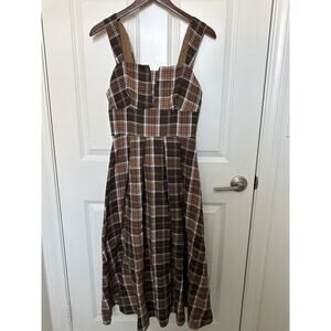 SHEIN MOD Women Plaid Mid-Length Slip Dress Back To School Fall Women Size L